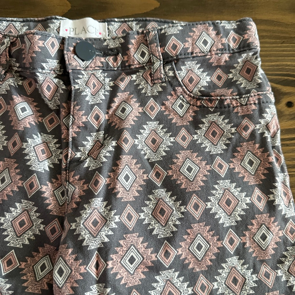 The Children's Place Girls Southwestern Print Jeans Size 10 Gray Pink Boho - Picture 3 of 5